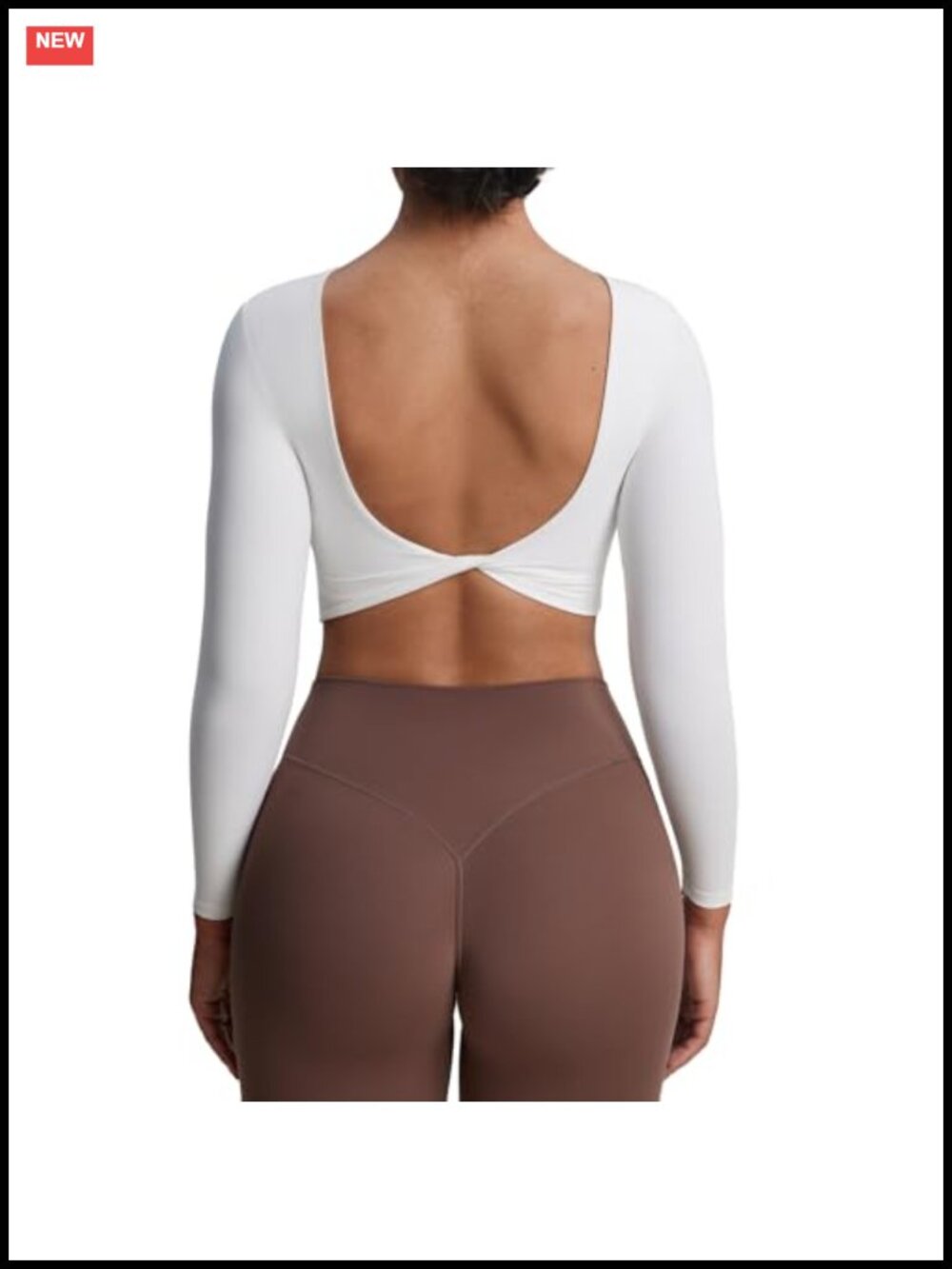 Women's Long Sleeve Crop Top with Open Back and Removable Pad